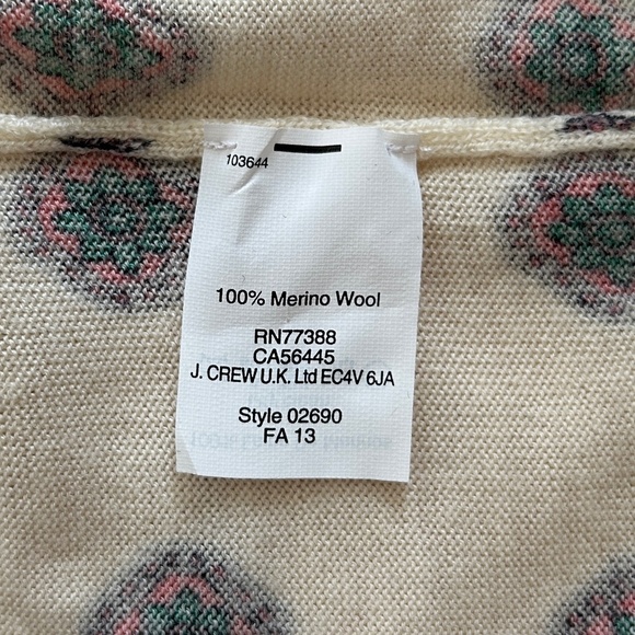 J. Crew Cream Sweater with Black and Red Pattern - Picture 9 of 10